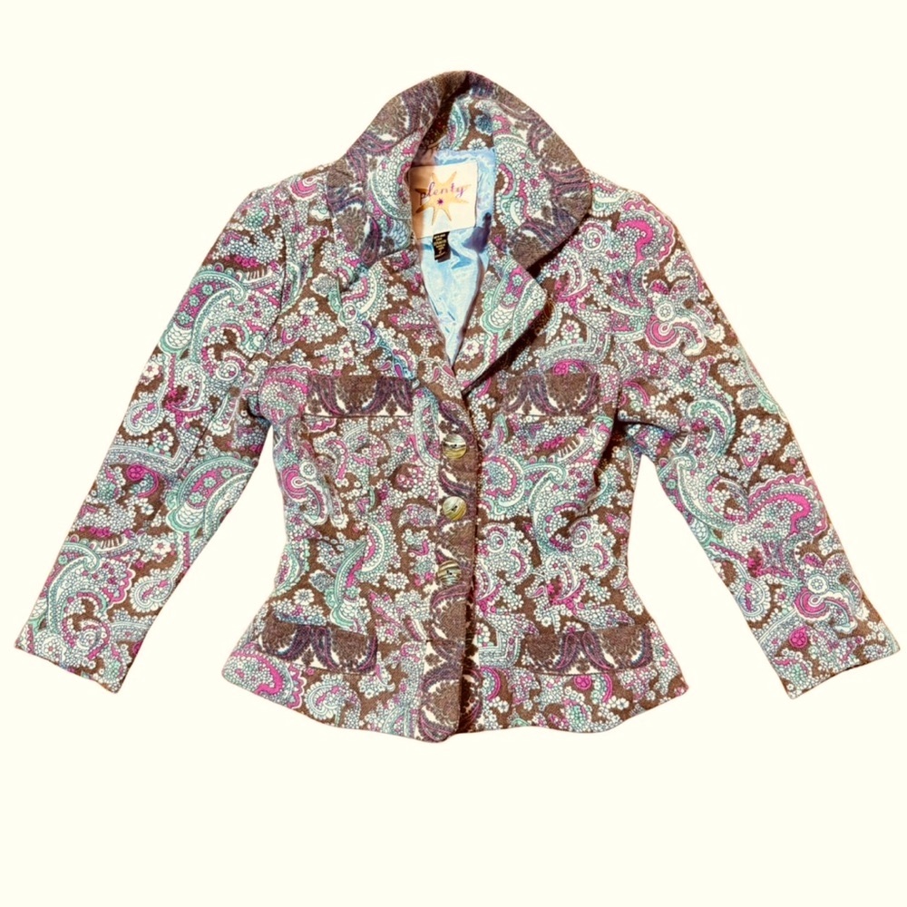 Plenty by Tracy Reese 100% Wool Blazer Jacket Paisley US 2